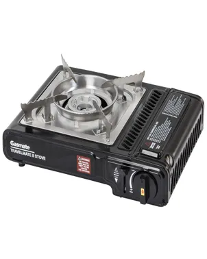 Gasmate Travelmate II Single Burner Butane Stove - Black with Stainless Drip Tray