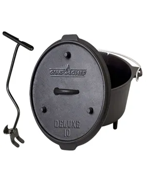 Camp Chef 25cm (10 inch) 6Qt Deluxe Cast Iron Dutch Camp Oven