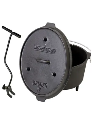 Camp Chef 30cm (12 inch) 9 1/3Qt Deluxe Cast Iron Dutch Camp Oven