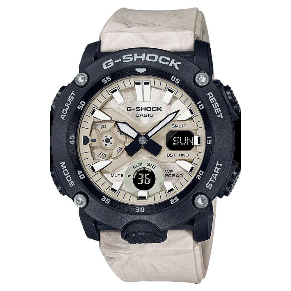 Casio G-Shock Carbon Core GA2000WM Watch White Marble