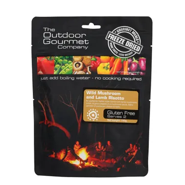 Outdoor Gourmet Wild Mushrooms and Lamb Risotto Freeze Dried Food - Double Serve