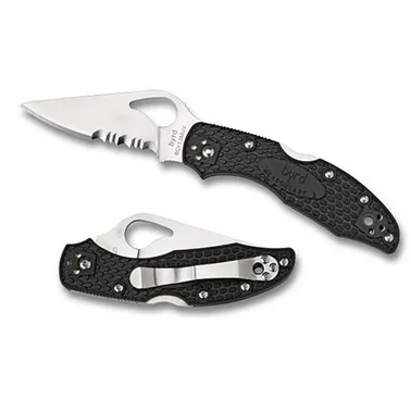 Spyderco Byrd - Meadowlark 2 Knife - Plain and Serrated Blade - Black