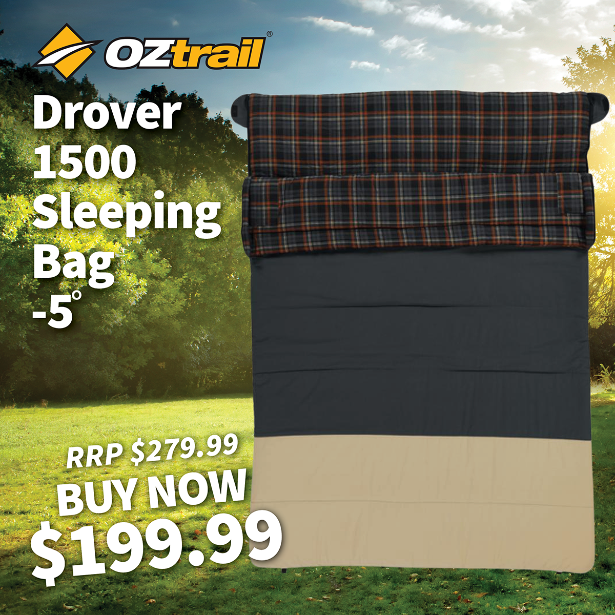 OZtrail Drover 1500 Sleeping Bag -5