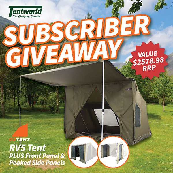Tentworld 2026 January Subscriber Giveaway - Oztent RV5 Touring Pack