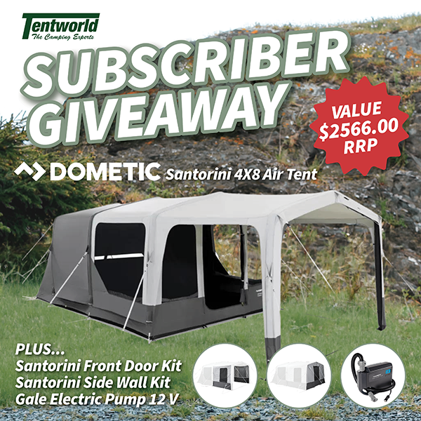 Tentworld 2026 July Subscriber Giveaway - Dometic Santorini Complete Kit