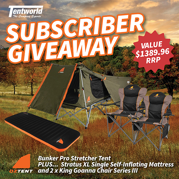 Tentworld 2026 May Subscriber Giveaway - Oztent Adventure Bundle